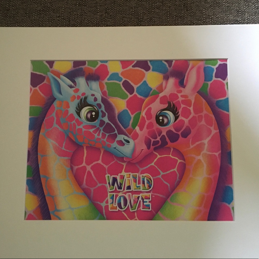 Lisa Frank Giraffe matted Art Neon Pop rainbow